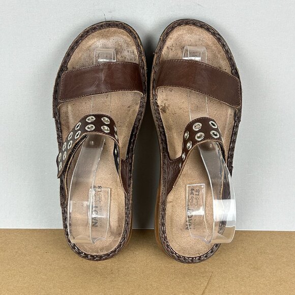 Naot Alameda Riveted Leather Two Strap Sandals Womens 8 Brown Comfort Slide - Picture 5 of 9